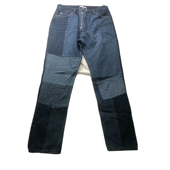 Sandro Paris Crop Patchwork denim Jeans Exposed Zipper Size 38 EU - Picture 2 of 11